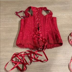 ICOLLECTION | elegant red corset top and thong 36